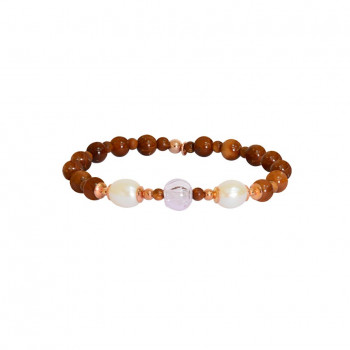 Aromatic ball bracelet with pearl and coke wood