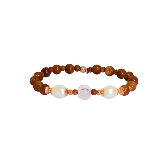 Aromatic ball bracelet with pearl and coke wood