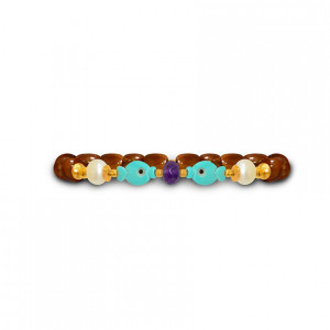 bracelet with Amethyst, turquoise, pearl and coke wood