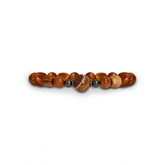 Bracelet with brown agate stone and coke wood