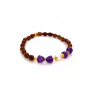 bracelet with Amethyst, pearl and coke wood
