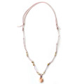 24K PLATED GOLD PEARL NECKLACE WITH PINK RUBY AND SHELL PENDANDT