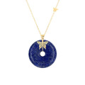 GOLD CHAIN 18K WITH LAPIS STONE ( medium size )