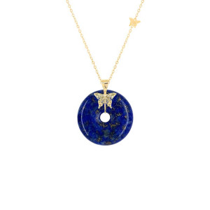 GOLD CHAIN 18K WITH LAPIS STONE ( small size )