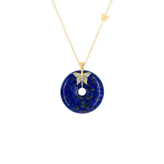 GOLD CHAIN 18K WITH LAPIS STONE ( small size )