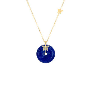 GOLD CHAIN 18K WITH LAPIS STONE ( small size )