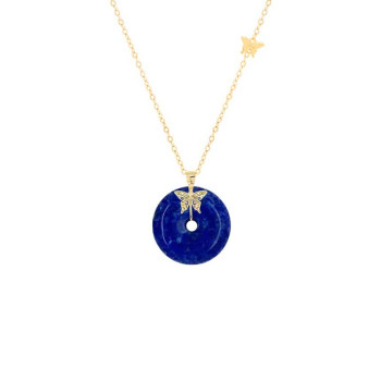 GOLD CHAIN 18K WITH LAPIS STONE ( small size )
