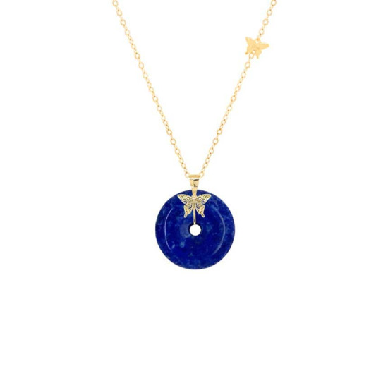 GOLD CHAIN 18K WITH LAPIS STONE ( small size )