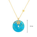 GOLD CHAIN 18K WITH TURQUOISE STONE ( medium size ) 