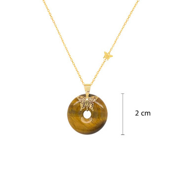 GOLD CHAIN 18K WITH TIGER-EYE  STONE ( small size ) 
