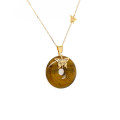 GOLD CHAIN 18K WITH TIGER-EYE  STONE ( small size ) 