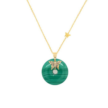 GOLD CHAIN 18K WITH MALACHITE STONE ( small size ) 
