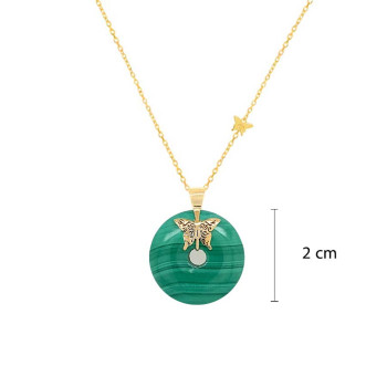 GOLD CHAIN 18K WITH MALACHITE STONE ( small size ) 