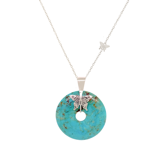 GOLD CHAIN 18K WITH TURQUOISE STONE ( MEDIUM SIZE )