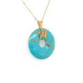 GOLD CHAIN 18K WITH TURQUOISE STONE ( MEDIUM SIZE )