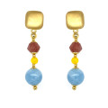 AQUAMARINE EARRINGS WITH YELLOW AGATE AND CHERRY QUARTZ AQUAMARINE EARRINGS WITH YELLOW AGATE AND CHERRY QUARTZ