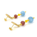 AQUAMARINE EARRINGS WITH YELLOW AGATE AND CHERRY QUARTZ AQUAMARINE EARRINGS WITH YELLOW AGATE AND CHERRY QUARTZ