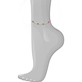 18K GOLD ANKLET WITH RUBI STONE 