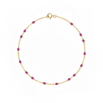18K GOLD ANKLET WITH RUBI STONE 