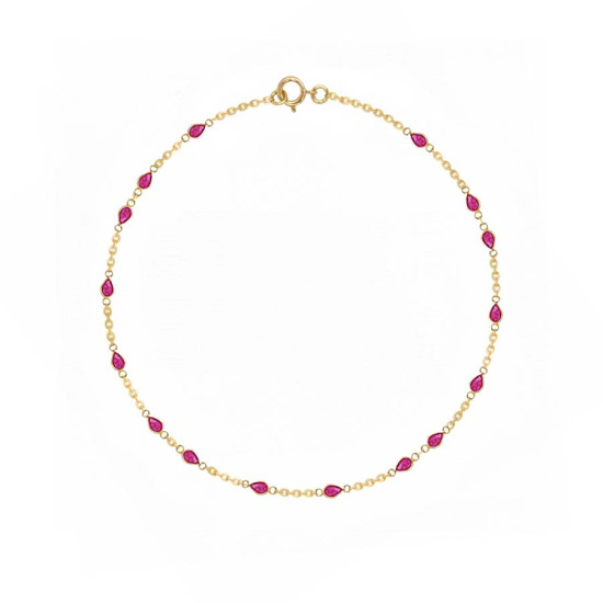 18K GOLD ANKLET WITH RUBI STONE 