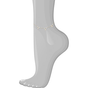 18K GOLD ANKLET WITH pearls and white topaz 