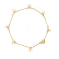 18K GOLD ANKLET WITH pearls and white topaz 