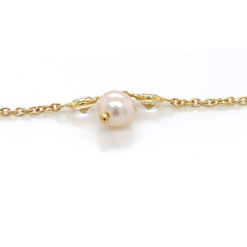 18K GOLD ANKLET WITH pearls and white topaz 