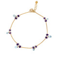 18K GOLD ANKLET WITH AQUAMARINE AND AMETHYST 