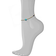 18K GOLD ANKLET WITH LAPIS STONE 