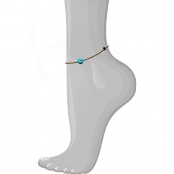 18K GOLD ANKLET WITH LAPIS STONE 