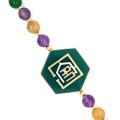 18k GOLD ( I CAN ) BRACELET WITH HEXAGONAL GREEN AGATE , AMYTHYST , GOLD THREADS AND GREEN JADE 18k GOLD ( I CAN ) BRACELET WITH HEXAGONAL GREEN AGATE , AMYTHYST , GOLD THREADS AND GREEN JADE