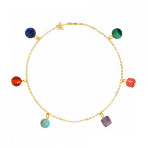 18K Gold bracelet chain with shakirat stones
