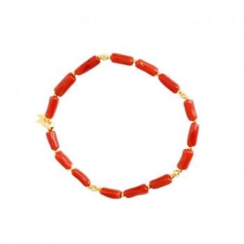 18K Gold bracelets with red coral stones