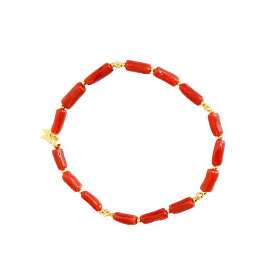 18K Gold bracelets with red coral stones 18K Gold bracelets with red coral stones