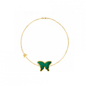 Green Agate Glanz Butterfly Bracelete 18k Gold ( medium size ) 