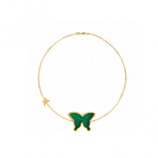 Green Agate Glanz Butterfly Bracelete 18k Gold ( medium size ) 