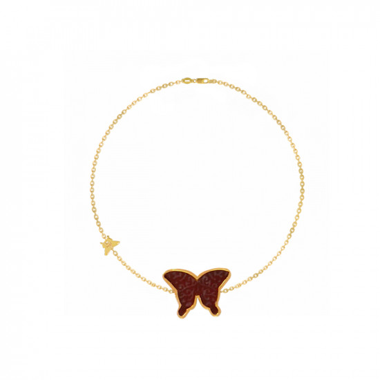 Red Agate Glanz Butterfly bracelete 18k Gold ( medium size )