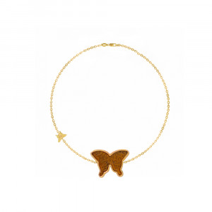 TigerEye Glanz Butterfly bracelet, 18k Gold ( medium size )