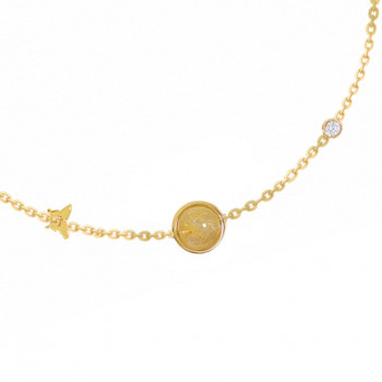 PLANET GOLD CHAIN 18k BRACELET WITH GOLD THREAD STONE AND DIAMOND