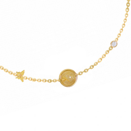 PLANET GOLD CHAIN 18k BRACELET WITH GOLD THREAD STONE AND DIAMOND