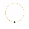 PLANET GOLD CHAIN BRACELET WITH MALACHITE STONE AND DIAMOND