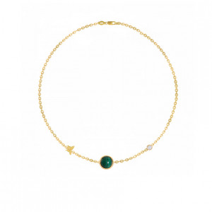 PLANET GOLD CHAIN BRACELET WITH MALACHITE STONE AND DIAMOND