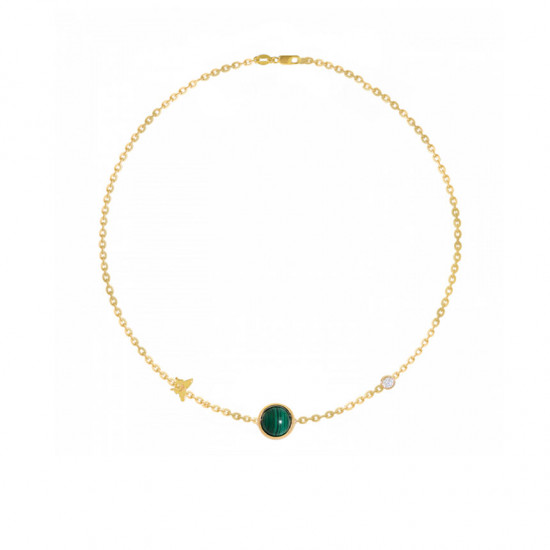 PLANET GOLD CHAIN BRACELET WITH MALACHITE STONE AND DIAMOND
