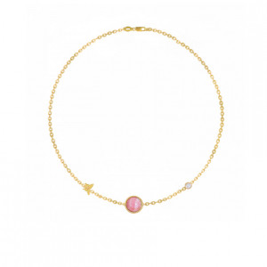 PLANET GOLD CHAIN 18k BRACELET WITH RHODOCHROSITE STONE AND DIAMOND