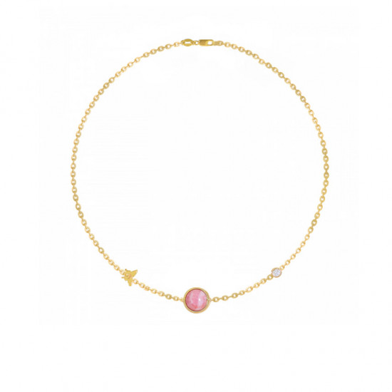 PLANET GOLD CHAIN 18k BRACELET WITH RHODOCHROSITE STONE AND DIAMOND