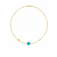 PLANET GOLD CHAIN BRACELET WITH TURQUOISE STONE AND DIAMOND