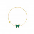18K Gold Bracelet With Green Agate Butterfly Shaped ( small size ) 