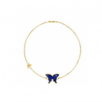 18K Gold Bracelet With Lapis Butterfly Shaped ( small size )