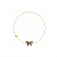 18K Gold Bracelet with Black Mop Butterfly Shaped ( small size )
