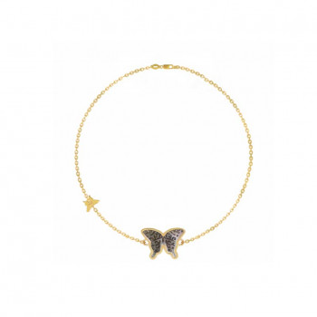 18K Gold Bracelet with Black Mop Butterfly Shaped ( small size )